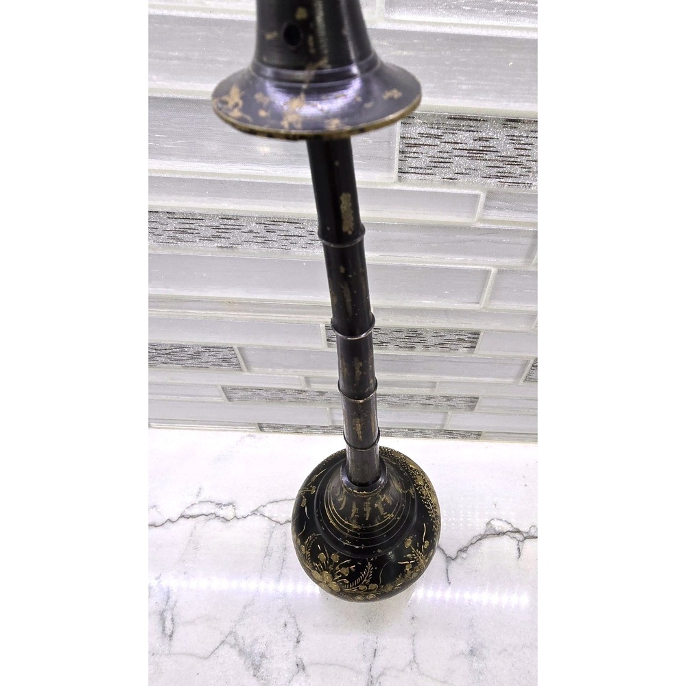 Black and Gold Brass 13 Inches Tall Rose Water Sprinkler/Gulabdan - Picture 5 of 11